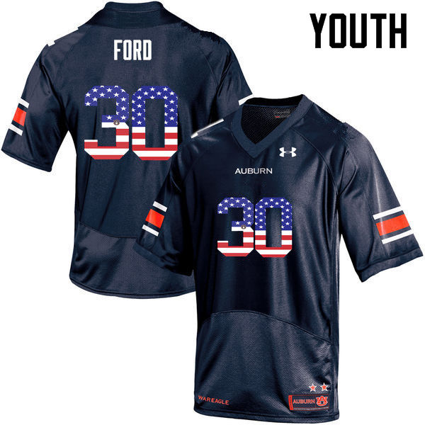 Youth #30 Dee Ford Auburn Tigers USA Flag Fashion College Football Jerseys-Navy